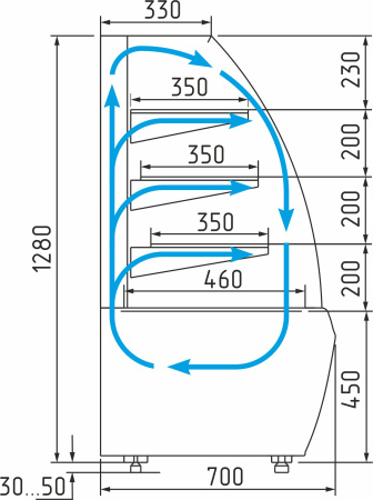 Витрина кондитерская Carboma K70 VV 1,3-1 STANDARD 9005-0430 (ВХСв-1,3д Люкс)