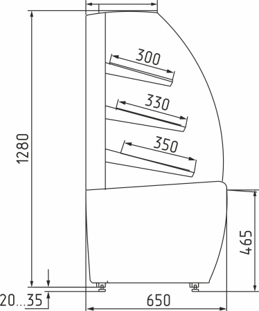 Витрина хлебная Carboma K70 N 1,3-1 LIGHT Bread 0013-0430 (со стеклом)