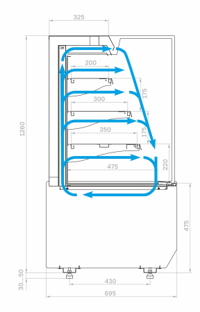 Горка холодильная Carboma KC70 VM 1,3-2 STANDARD 9005-0109 (прямая боковина, версия 2.0)