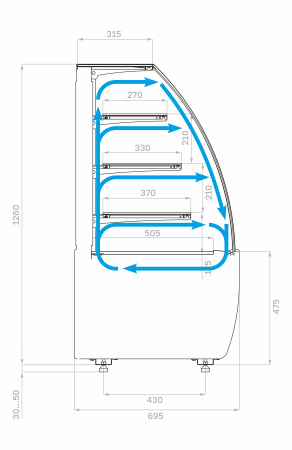 Витрина кондитерская Carboma K70 VV 0,9-1 STANDARD 9005 (версия 2.0)